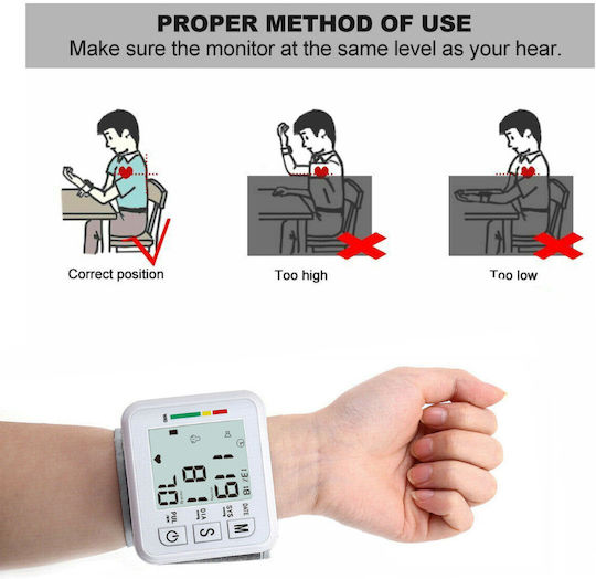 Tensiometru Electronic de Încheietură Zola Ecran LCD Oprire Automată 8x7 cm Alb