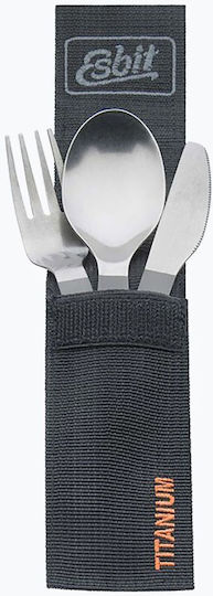 Esbit 3-piece Titanium Cutlery Set Carabiner Pocket Titanium