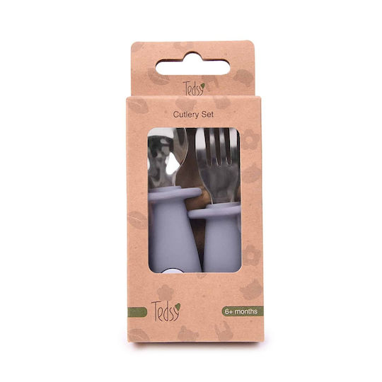 Amek Toys Baby Besteckset aus Silikon Grau 2 Stück