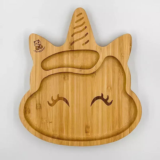 Pandaboo Toddler Food Plate Made of Bamboo Orange