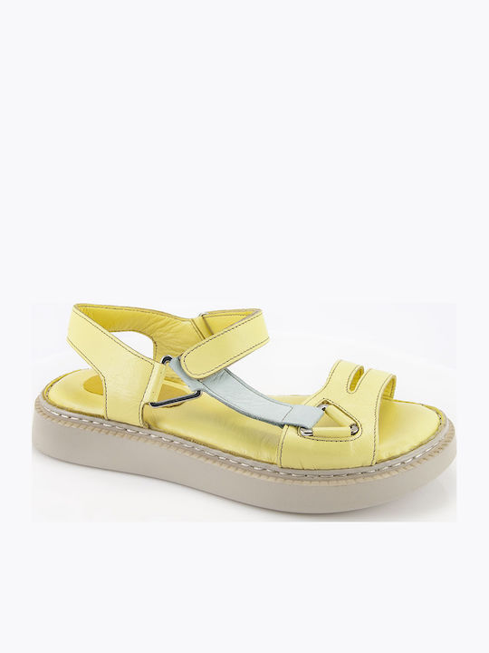Sandale Casual Damă Din Piele Galbene
