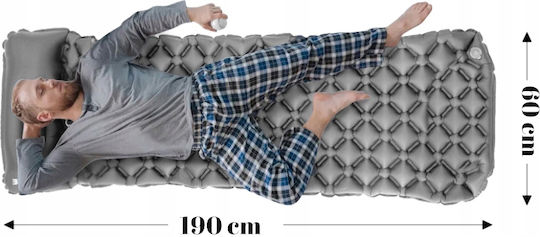 Saltea Gonflabilă de Dormit Single cu Pompă Integrată 190x60x5cm Gri
