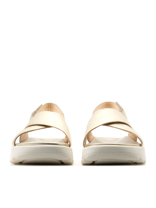 Clarks Dashlite Wish Δερμάτινα Σανδάλια Χρυσά
