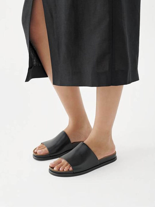 Effie Leather Women's Flat Sandals Black