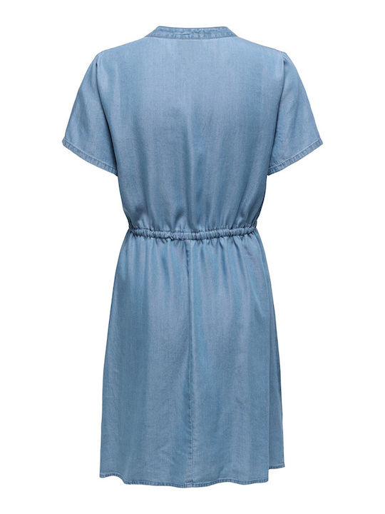 Summer Mini Shirt Dress Light Blue