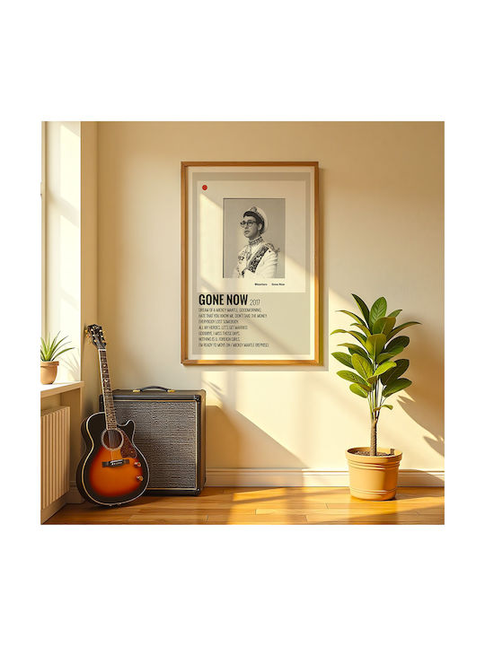 Music Poster Gone Now Bleachers Ms649 21cm X 30cm Brown Wood Frame