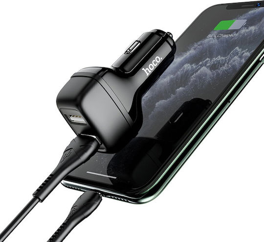 Hoco Z36 Leader Auto-Ladegerät 12W 2.4A mit Anschlüssen: 2xUSB Schwarz Farbe