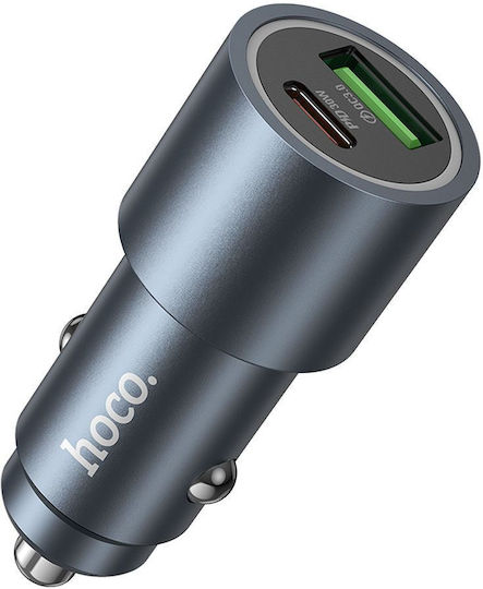 Hoco Z60 Handy-Autoladegerät 48W Schnellladen mit Anschlüssen 1xUSB-A 1xUSB-C Schwarz Farbe