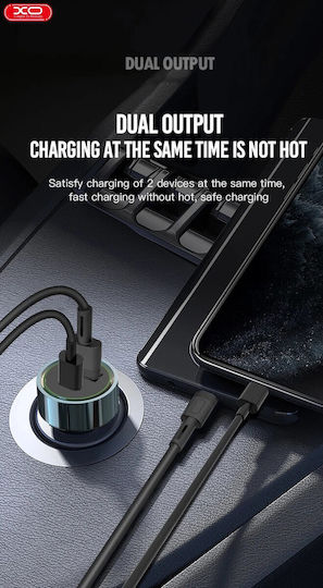 XO Φορτιστής Αυτοκινήτου CC32 20W 3A Γρήγορης Φόρτισης με Θύρες: 1xUSB 1xType-C Μαύρος