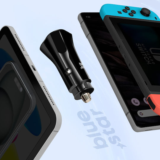 Blue Star Car Charger 20W 3A Fast Charging With One Port 1xType-C With Type-C Cable Blue Colour
