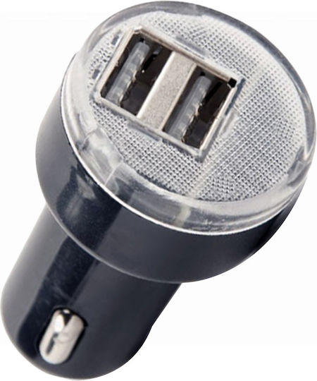 Energenie Φορτιστής Αυτοκινήτου 2.1A με Θύρες: 2xUSB Μαύρο Χρώμα