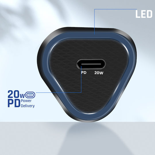 Blue Star Car Charger 20W 3A Fast Charging With One Port 1xType-C With Type-C Cable Blue Colour