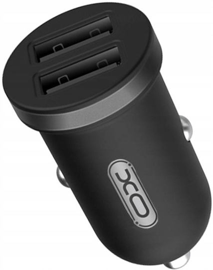 XO TZ08 Auto Ladegerät 10W 2.1A mit 2xUSB-A Anschlüssen inklusive Lightning Kabel Schwarz Farbe