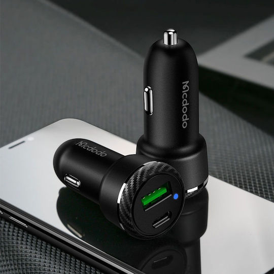Mcdodo Mcdodo Handy-Autoladegerät 38W mit Anschlüssen: 1xUSB 1xType-C Schwarz Farbe