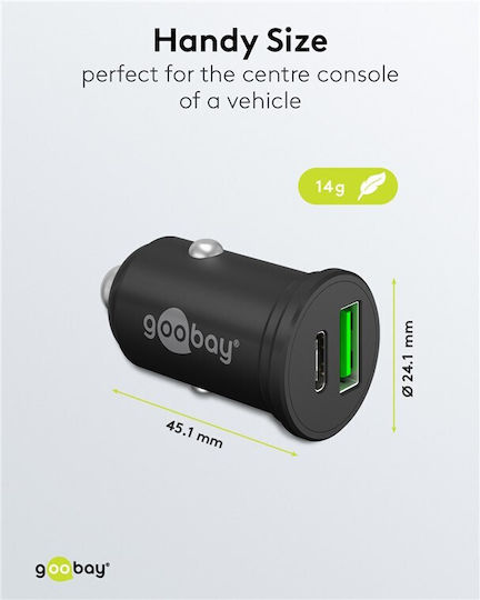 Goobay Car Charger 45W with Ports: 1xUSB 1xType-C Black Color