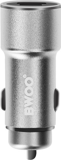 BWOO BO-CC73 Încărcător Auto 38W Cu Porturi 1xUSB 1xType-C Culoare Gri
