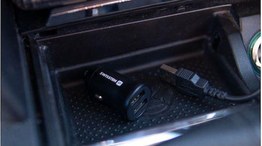 Swissten Φορτιστής Αυτοκινήτου 4.8A με Θύρες: 2xUSB Μαύρο Χρώμα