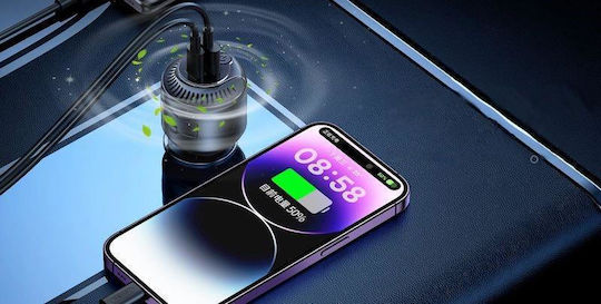Remax Încărcător Auto 60W Încărcare Rapidă cu Porturi: 1xUSB 1xType-C Negru Culoare