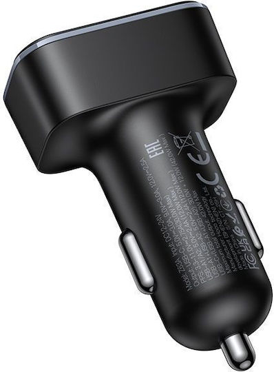 Hoco Auto-Ladegerät 42W Schnellladung mit Anschlüssen: 2xUSB 1xType-C mit Kabel Typ-C,TC-TC Schwarz Farbe