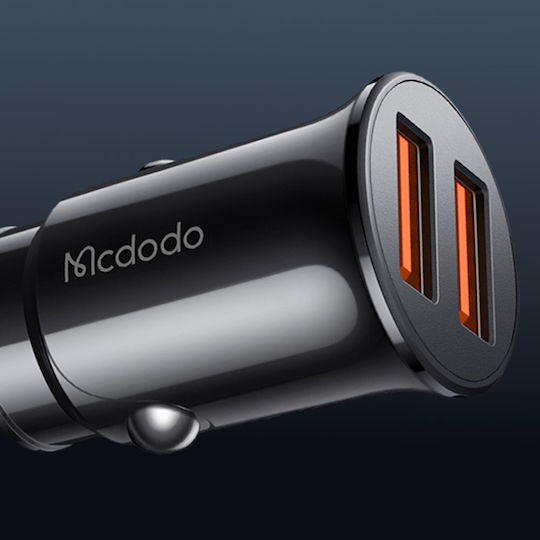 Mcdodo Car Charger 12W 2A with Ports: 2xUSB Black Color