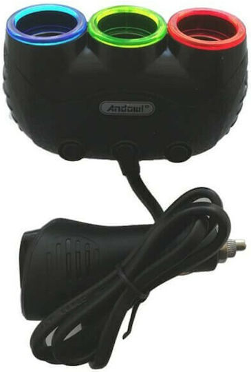 Andowl Qt176 Car Charger 120W with 3 Lighter Ports
