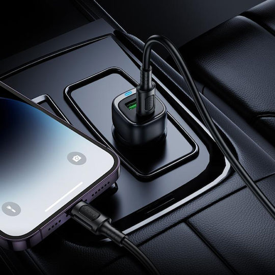Borofone Auto-Ladegerät 18W Schnellladung mit Anschlüssen: 1xUSB 1xType-C Weiß Farbe