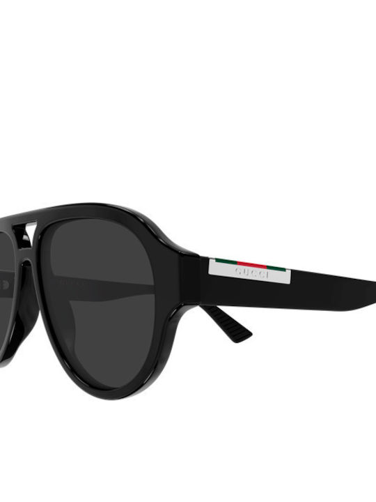 Gucci Men's Sunglasses with Black Horn-Rimmed Frame and Gray Lenses GG2088S 001