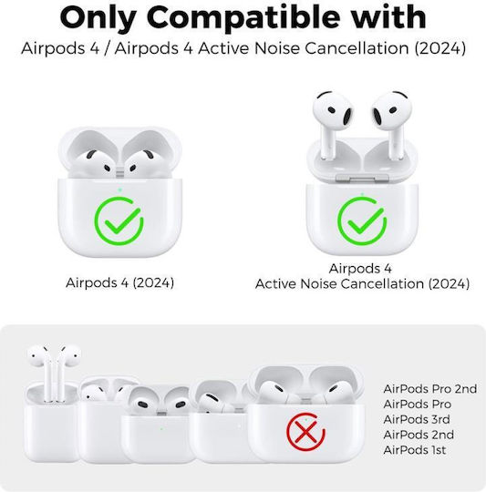 AHAstyle WG163 Θήκη Σιλικόνης με Γάντζο σε Μαύρο χρώμα για Apple AirPods 4