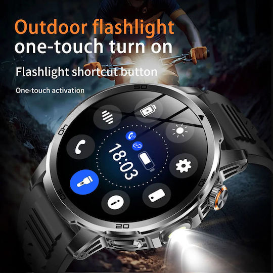 Microwear AK95 Smartwatch mit Herzfrequenzsensor (Schwarz Stahl)