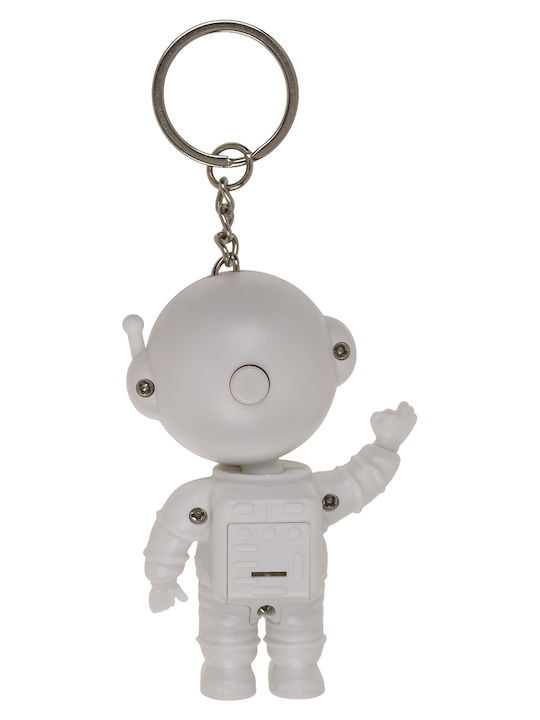 Breloc Astronaut Lumină cu Baterie Alb Plastic Metal