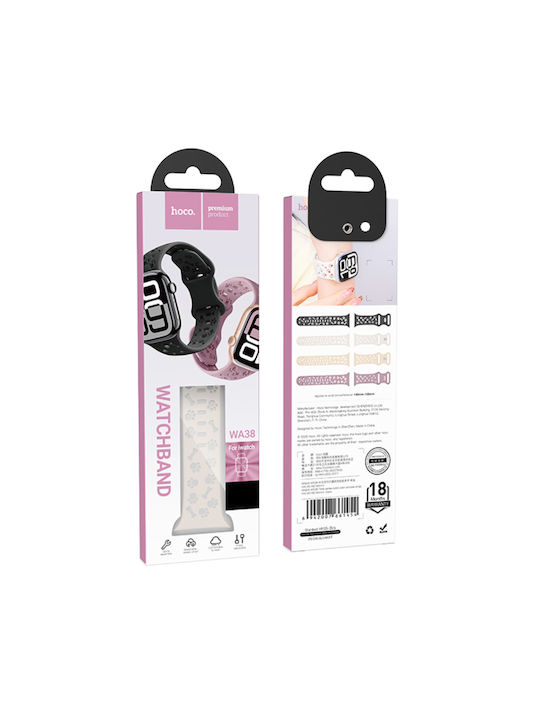 Watchband Hoco Wa38 Time Series 38 40 41 42mm Silicone Strap Apple Watch Series 1 2 3 4 5 6 7 8 9 SE SE2 White