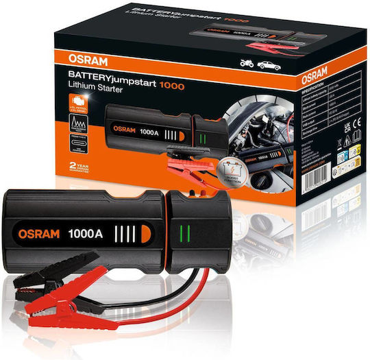 Osram 1000TI Φορητός Εκκινητής Μπαταρίας Αυτοκινήτου 12000mAh με Power Bank / USB / Φακό 12V