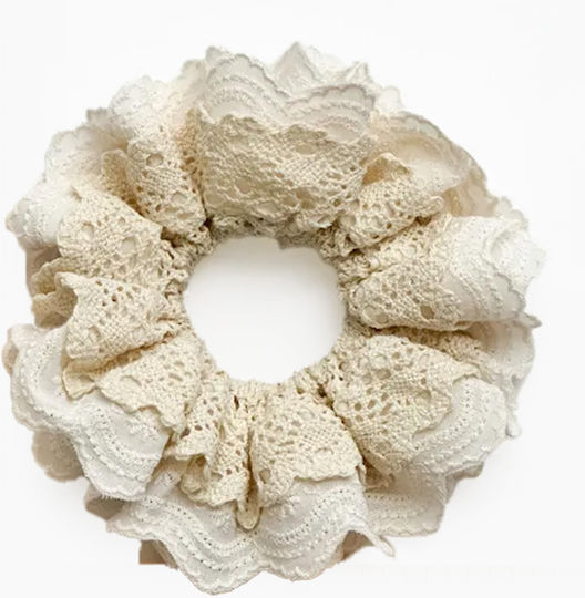 Classic Cabbage Hair In Delicate Embroidered Lace Cream