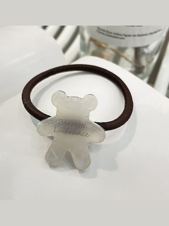 Elastische Casual Haarspange Pooh Teddy Irisé Süßes Weiß