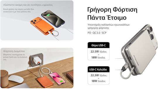 NiteCore Pocket 5 MagSafe Power Bank 5000mAh 22.5W Orange