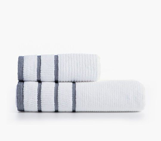 Nef-Nef Homeware Σετ Πετσέτες Μπάνιου 2τμχ Stern Λευκές Βάρους 600gr/m²