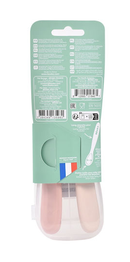 Beaba Baby Löffel Set aus Silikon mit Etui für 4+ Monate Rosa 2 Stück