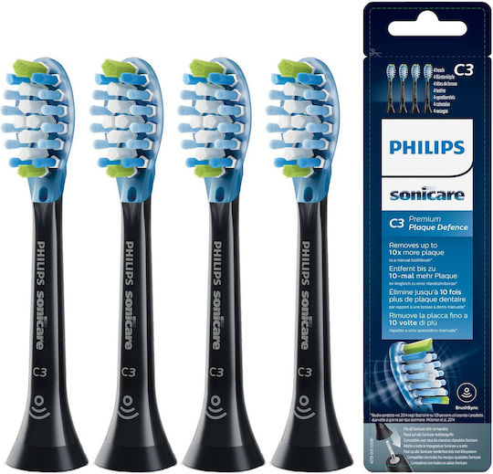 Philips Sonicare C3 Premium Plaque Defence Electric Toothbrush Replacement Heads for Standard Black HX9044/33 4pcs