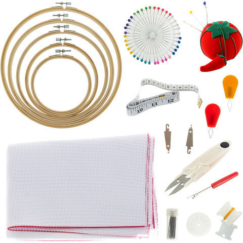 Embroidery Set Zola 100 Colored Threads Thread Length 8 M Accessories Included 30 X 45 Cm