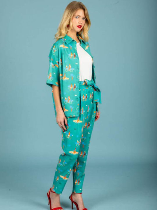 Women's Fabric Trousers Green