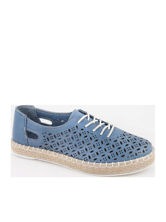 Leder Damen Mokassins in Blau Farbe