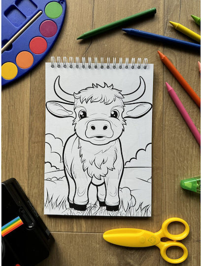 Carte De Colorat Desene Animale De Fermă Pentru Copii 40 Pagini Format A5 Cu Spirală Fermă