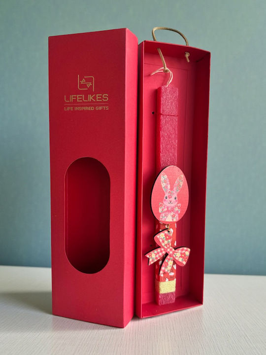 Candle Egg Bunny Bow Red With Box