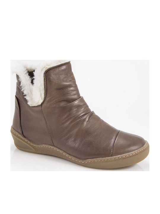 Leder Damen Stiefeletten Braun