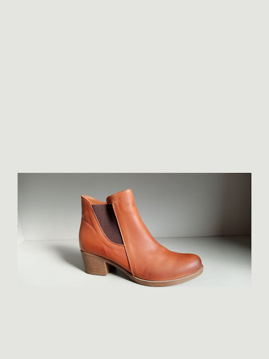 Leather Women's Ankle Boots Brown