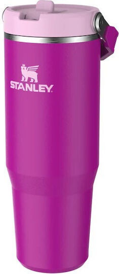 Stanley IceFlow Flip Straw 2.0 Чаша Термос Неръждаема Стомана Без BPA 890ml Фуксия с Сламка