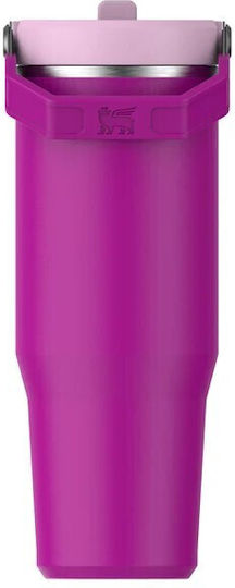 Stanley IceFlow Flip Straw 2.0 Чаша Термос Неръждаема Стомана Без BPA 890ml Фуксия с Сламка