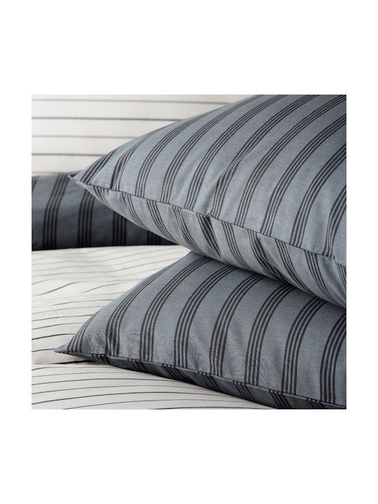 Kentia Arlo 24a Σετ Μαξιλαροθήκες με Φάσα Grey-blue 50x70εκ.