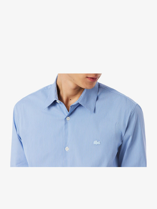 Μακρυμάνικo Πουκάμισο σε Στενή Γραμμή Ριγέ Lightblue
