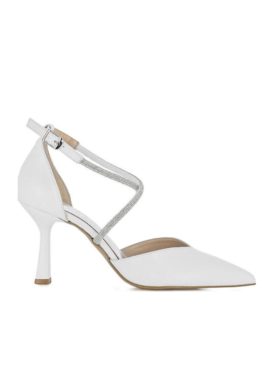 Leder Pumps mit Hohem Absatz Weiß